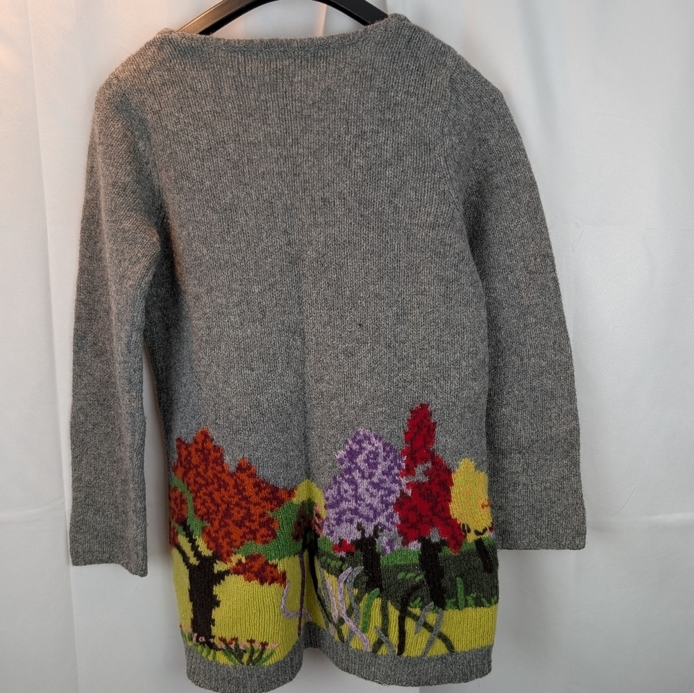 Ingrid Hass Gray Cardigan with Floral Design Size M In EUC - Picture 8 of 11